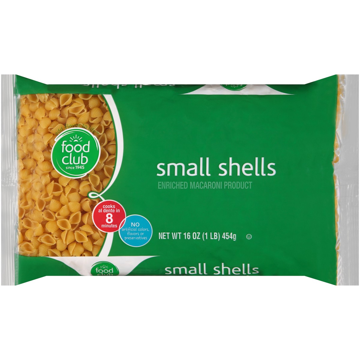 slide 9 of 10, Food Club Enriched Macaroni Product, Small Shells, 16 oz