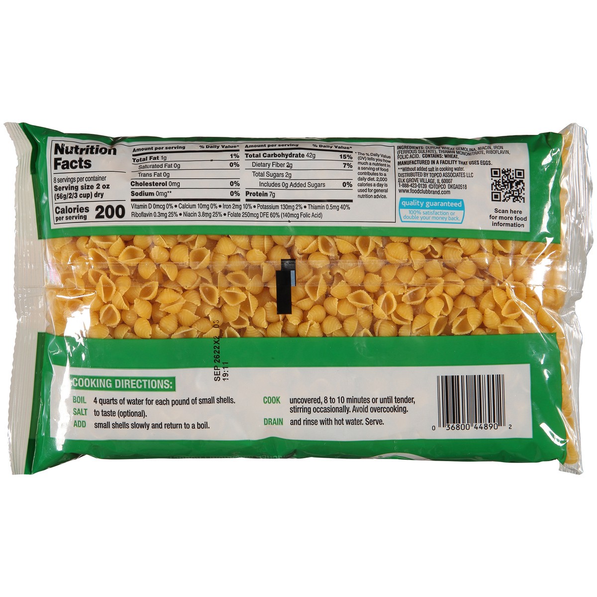 slide 10 of 10, Food Club Enriched Macaroni Product, Small Shells, 16 oz