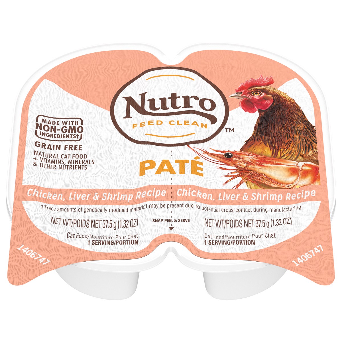 slide 1 of 14, Nutro Feed Clean Pate Chicken, Liver & Shrimp Recipe Cat Food 2 - 1.32 oz Cups, 2.64 Oz