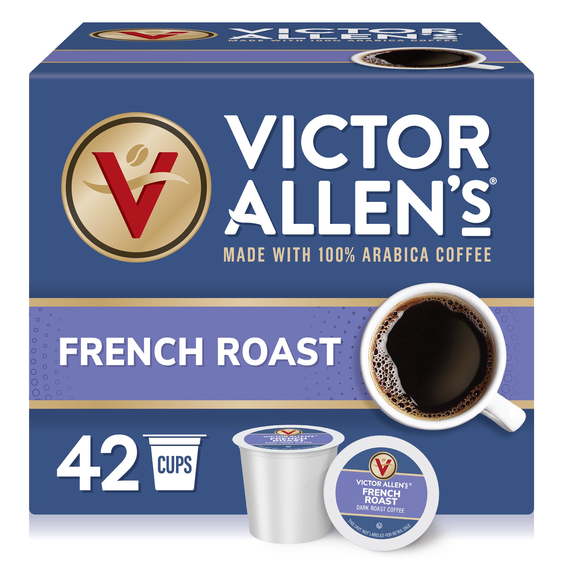 slide 1 of 5, Victor Allen's Coffee French Roast, Dark Roast, , Single Serve Coffee Pods for Keurig K-Cup Brewers - 42 ct, 42 ct