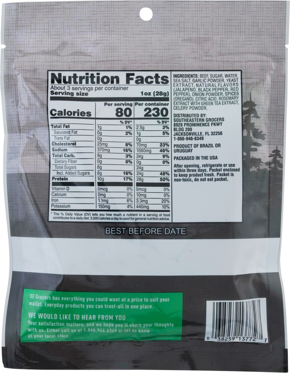 slide 9 of 13, SE Grocers Jalapeno Jerky, 2.8 oz
