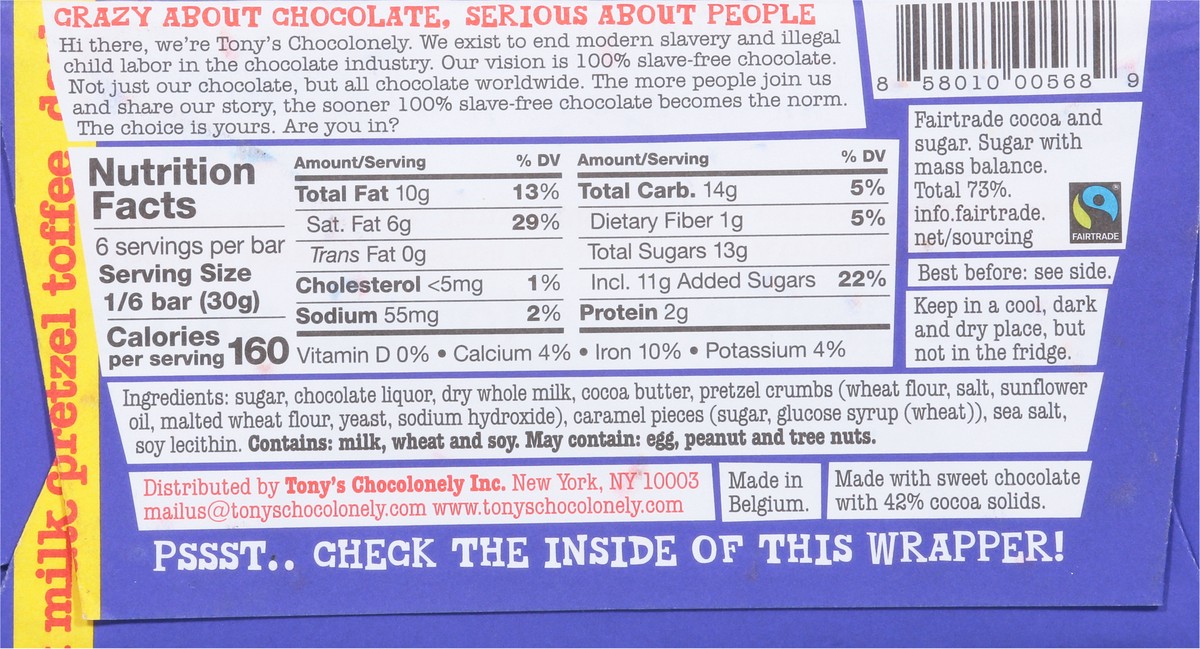 slide 5 of 9, Tony's Chocolonely Chocolate Pretzel Toffee Milk Chocolate 6.35 oz, 6.35 oz