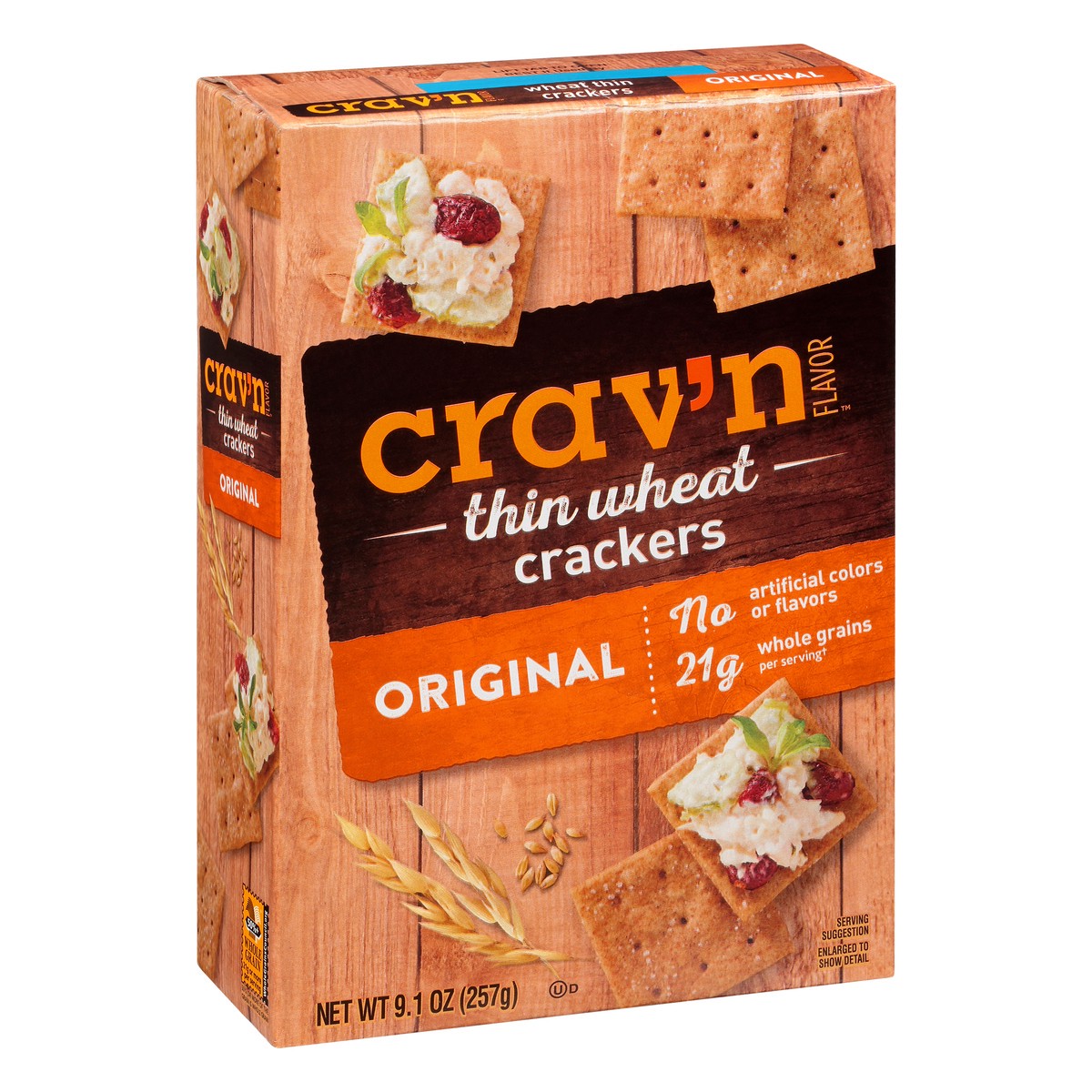 slide 2 of 10, Crav'n Flavor Thin Wheat Original Crackers 9.1 oz, 9.1 oz