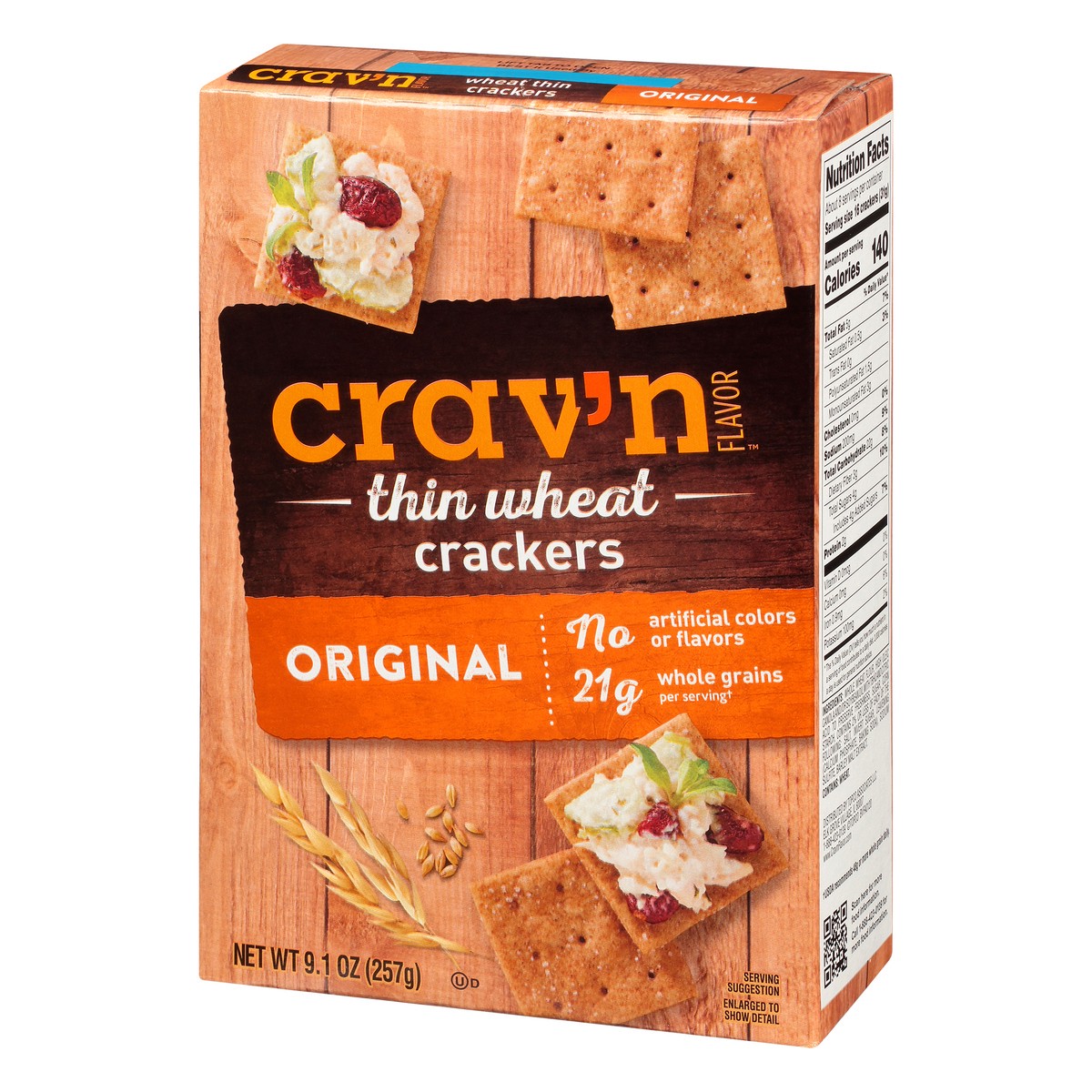 slide 3 of 10, Crav'n Flavor Thin Wheat Original Crackers 9.1 oz, 9.1 oz