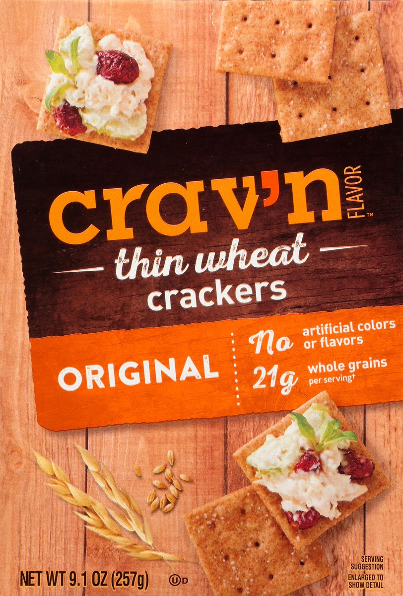 slide 10 of 10, Crav'n Flavor Thin Wheat Original Crackers 9.1 oz, 9.1 oz