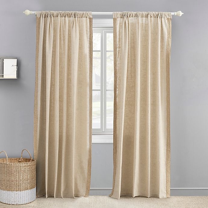 slide 1 of 4, Levtex Baby Burlap Window Curtain Panel with Trim - Natural, 84 in