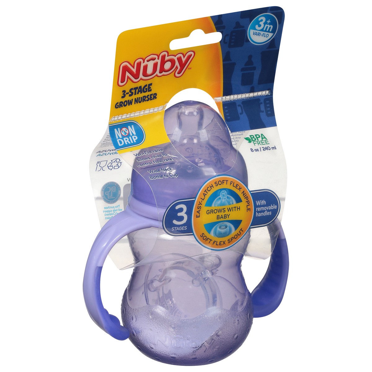 slide 8 of 11, Nuby 3m+ 8 Ounce Wide Neck Bottle-to-Cup 1 ea, 1 ct