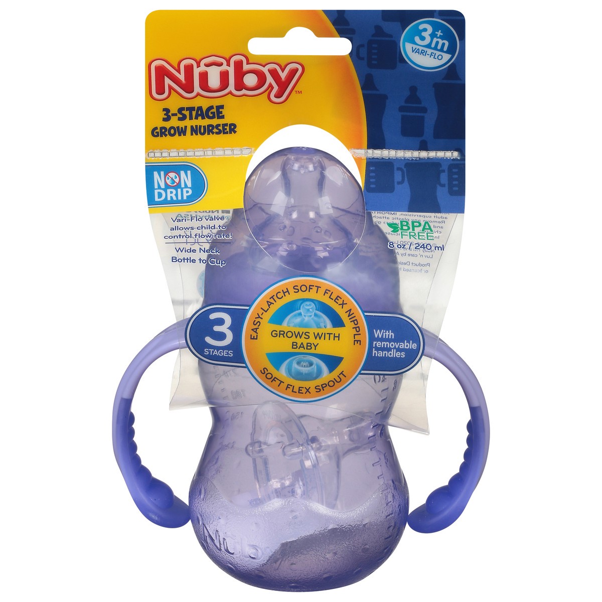 slide 5 of 11, Nuby 3m+ 8 Ounce Wide Neck Bottle-to-Cup 1 ea, 1 ct