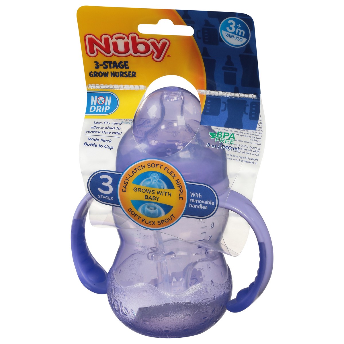 slide 3 of 11, Nuby 3m+ 8 Ounce Wide Neck Bottle-to-Cup 1 ea, 1 ct