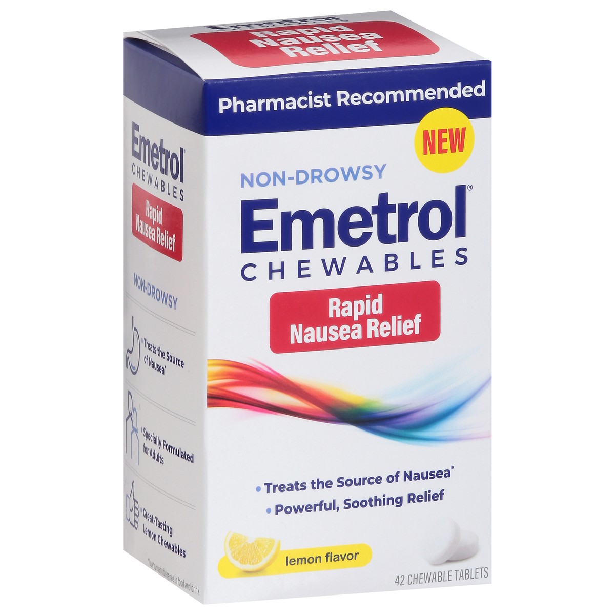 slide 3 of 9, Emetrol Adult Nausea Relief Chewables Lemon Ginger, 42 ct