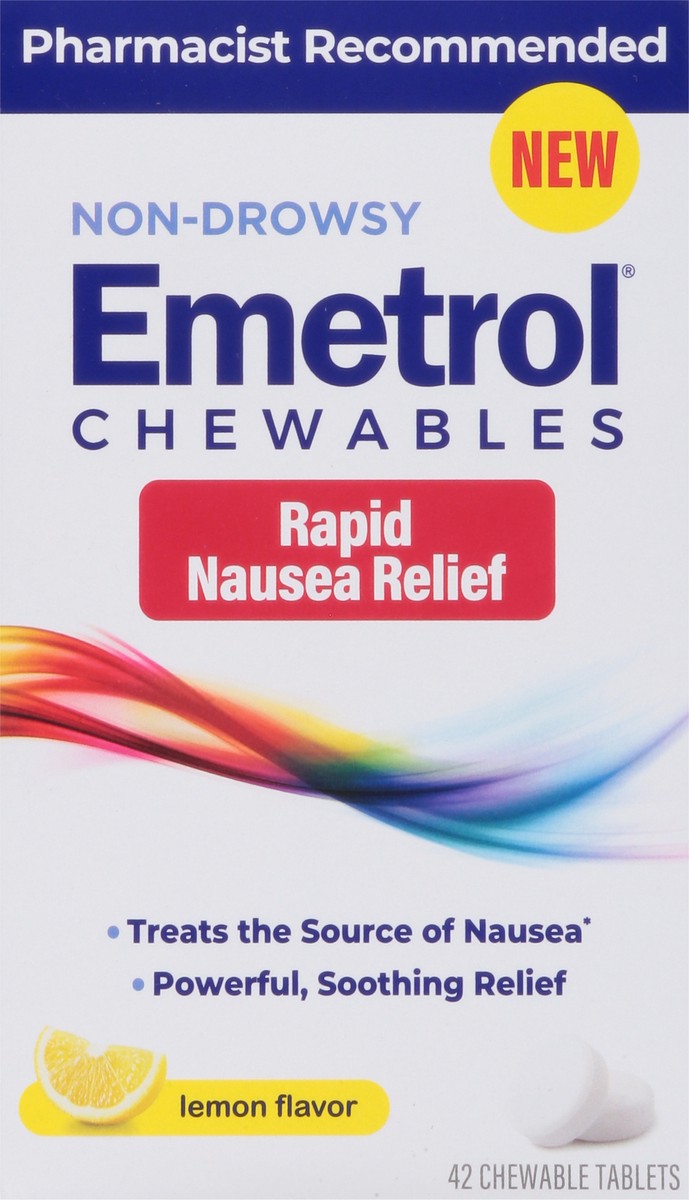 slide 7 of 9, Emetrol Adult Nausea Relief Chewables Lemon Ginger, 42 ct