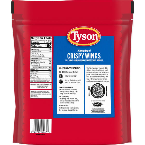 slide 18 of 25, Tyson Frozen Smoked Crispy Wings, 16 oz, 453.59 g