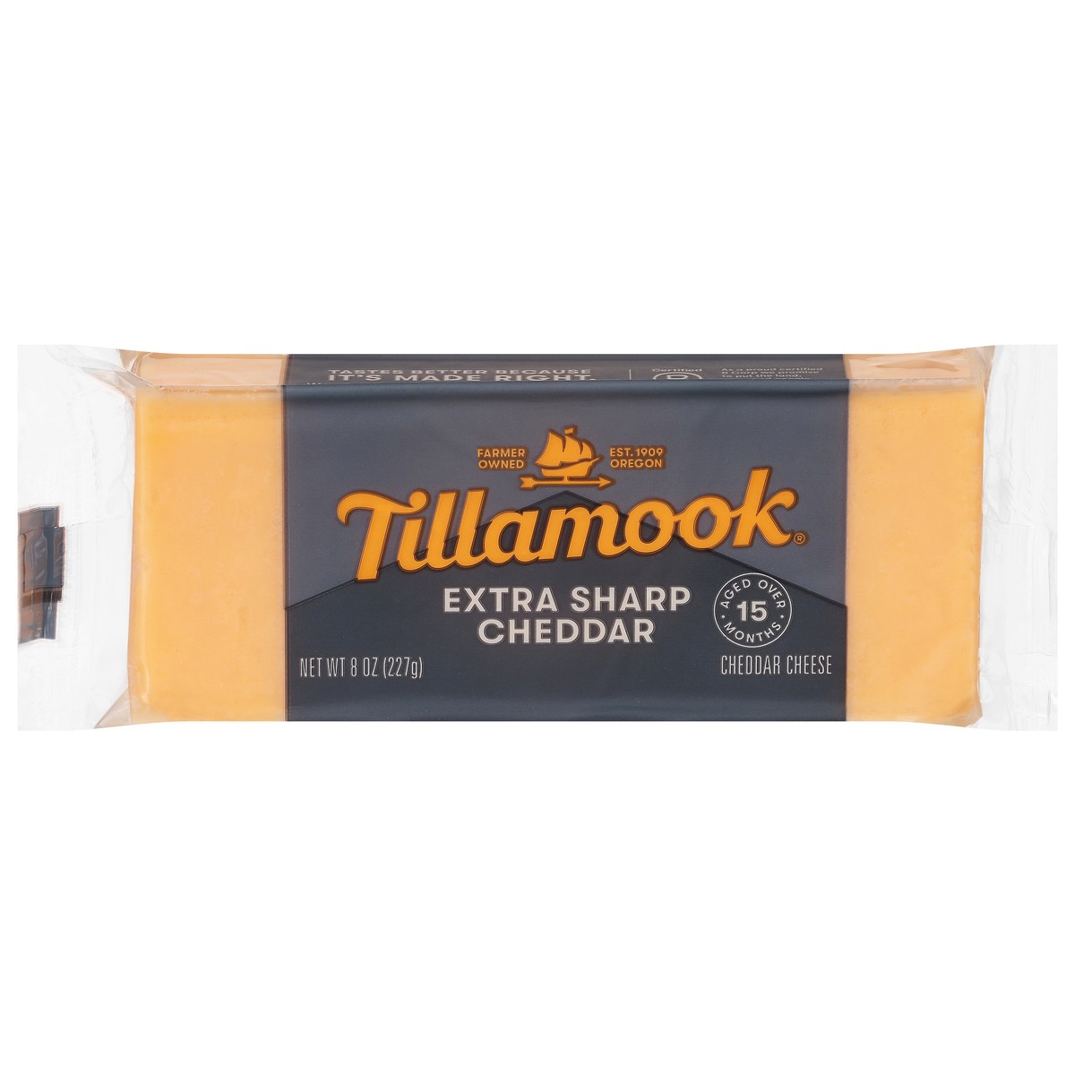 slide 1 of 5, Tillamook Extra Sharp Cheddar Cheese 8 oz, 227 g