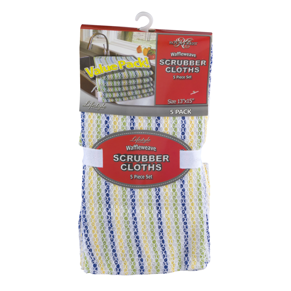 slide 1 of 1, Royal Crest Waffleweave Scrubber Cloths, 5 ct