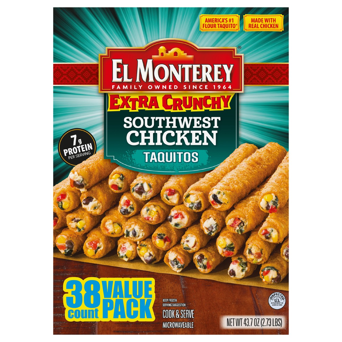 slide 6 of 12, El Monterey Extra Crunchy Southwest Chicken Taquito Value Pack, 38 Count, 38 ct