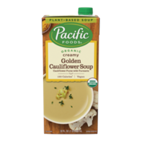 slide 1 of 9, Pacific Foods Organic Creamy Golden Cauliflower Soup, 32 oz