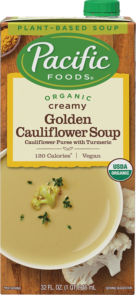 slide 8 of 9, Pacific Foods Organic Creamy Golden Cauliflower Soup, 32 oz