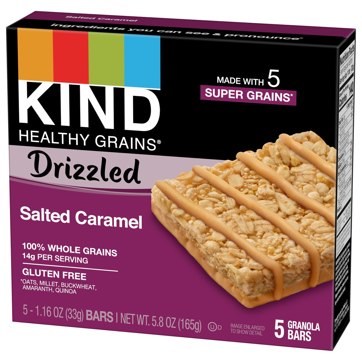 slide 6 of 11, Kind Healthy Grains Granola Bar Salted Caramel 5Ct, 5.82 oz