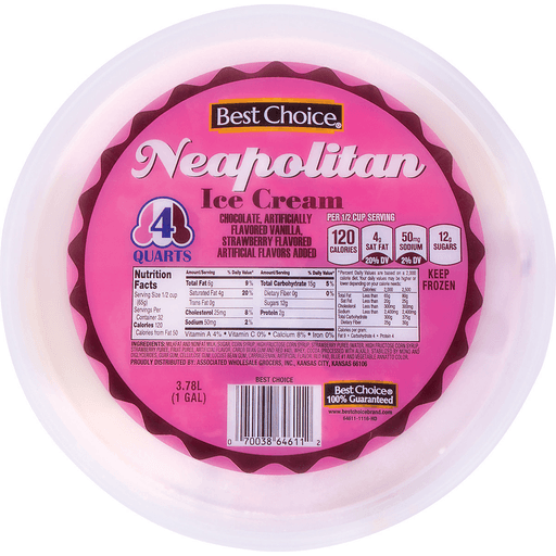 slide 1 of 1, Best Choice Neapolitan Ice Cream, 4 qt