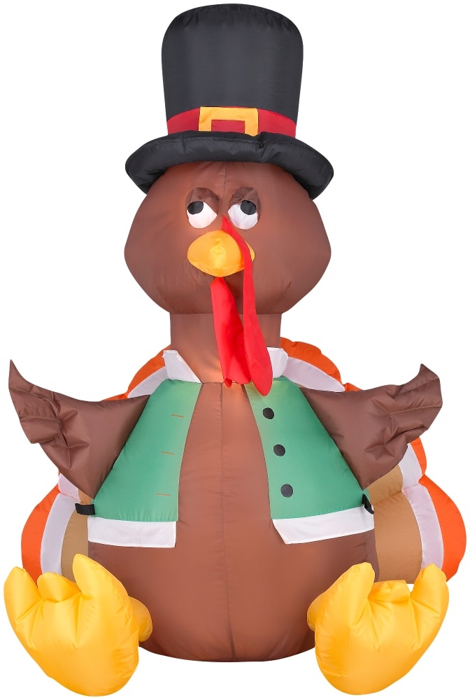 slide 1 of 1, Gemmy Airblown Turkey Decor, 4 ft