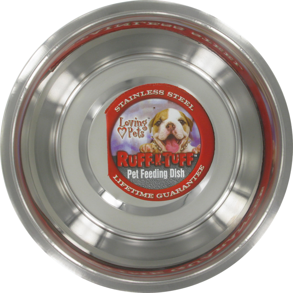 slide 2 of 4, Loving Pets Ruff-N-Tuff Stainless Steel Pet Feeding Dish, 2 qt