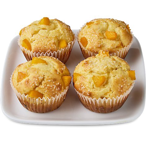 slide 1 of 1, Bakery Peach Muffins 4 Count - Each, 4 ct