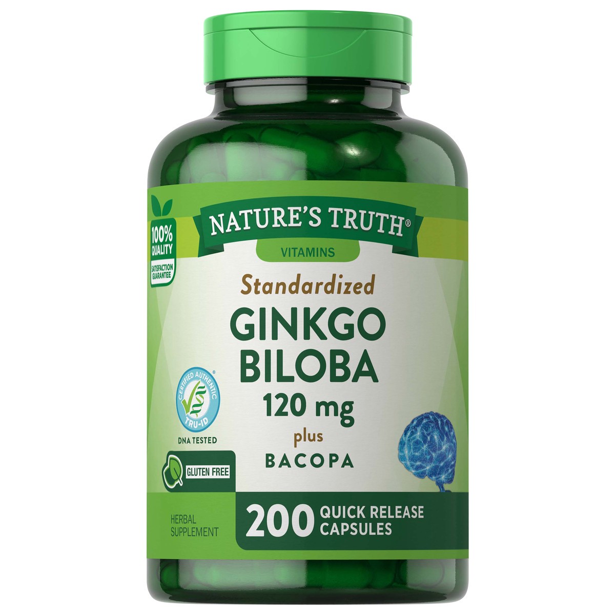 slide 1 of 5, Nature's Truth Standardized Ginkgo Biloba 120 mg plus Bacopa, 200 ct