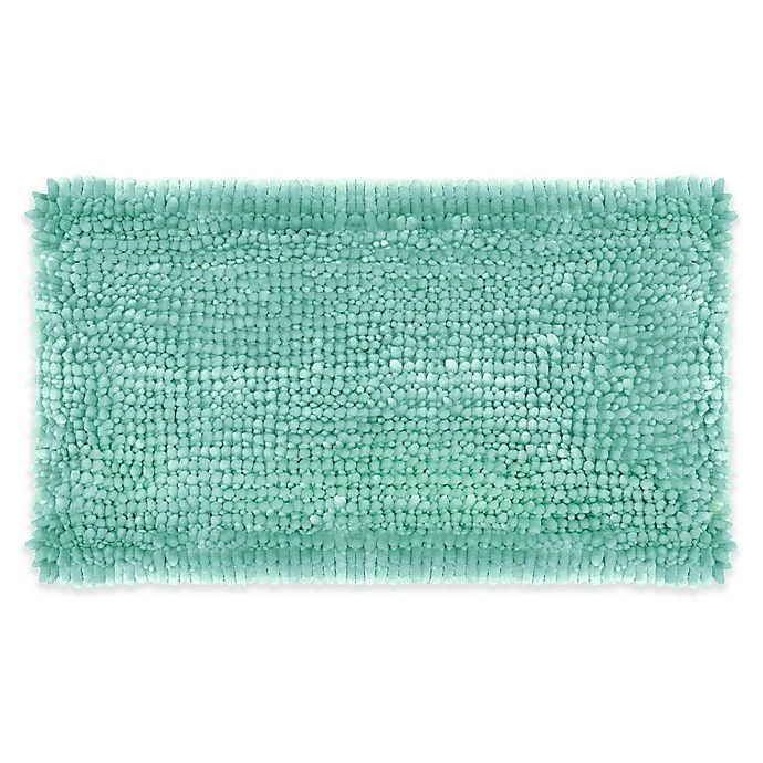 slide 1 of 4, Laura Ashley Butter Chenille Bath Rug - Aqua, 20 in x 34 in