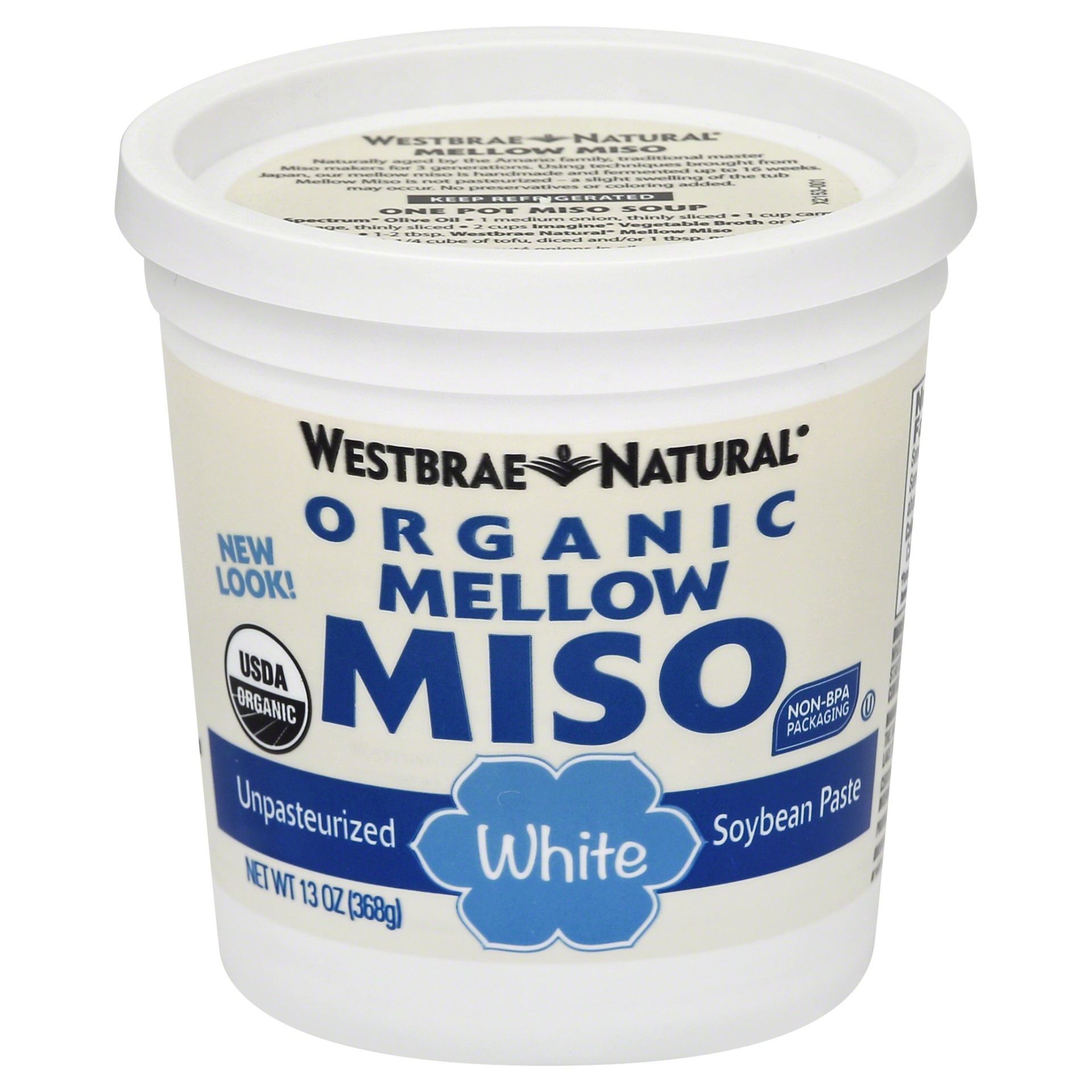 slide 1 of 6, Westbrae Natural Organic Mellow White Miso Soybean Paste, 13 oz