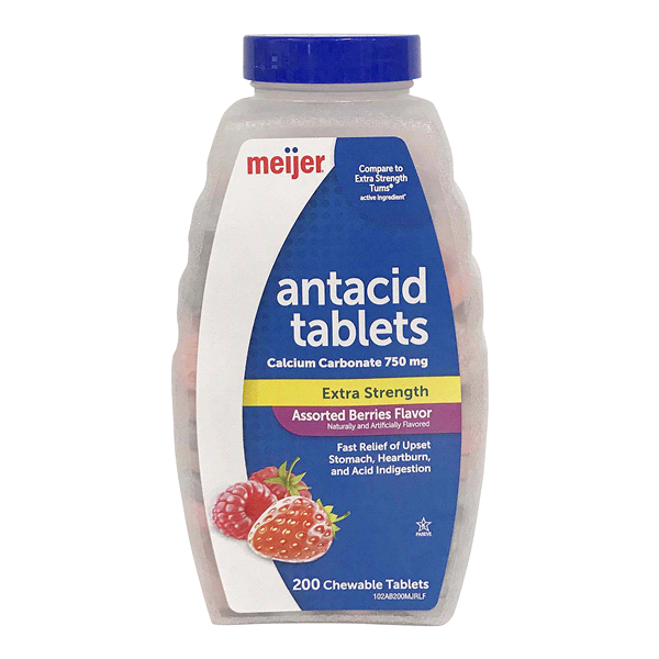 slide 1 of 29, Meijer Extra Strength Antacid Tablets Assorted Berries, 200 ct