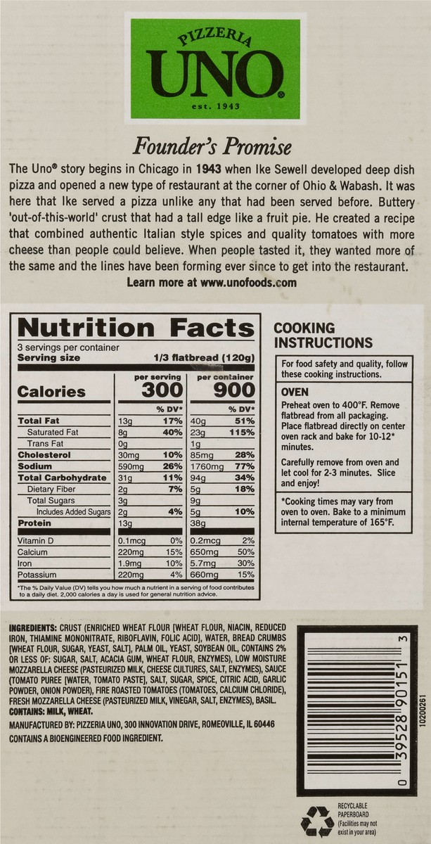 slide 8 of 13, Pizzeria UNO 6x12 Margherita Deli Flatbread, 12.7 oz