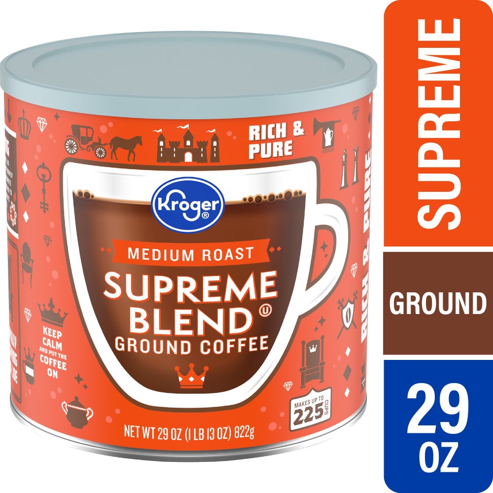 slide 1 of 5, Kroger Supreme Blend Medium Roast Ground Coffee, 29 oz