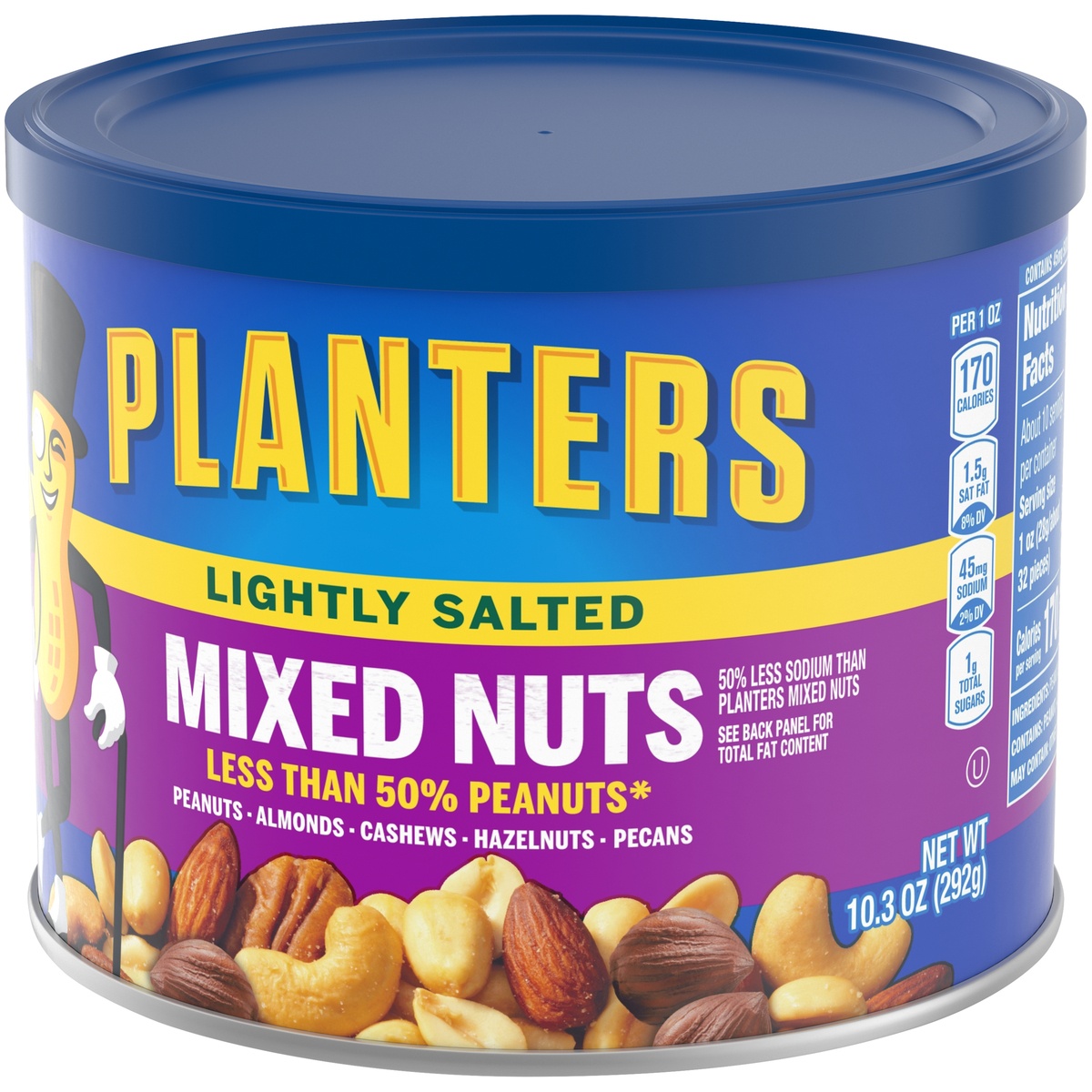 slide 3 of 11, Planters Lightly Salted Deluxe Mixed Nuts,Canister, 10.3 oz