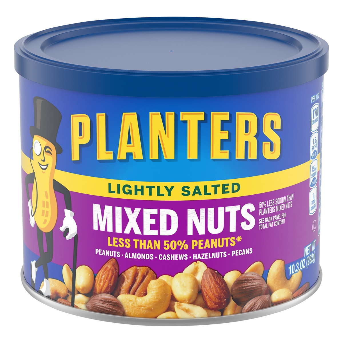 slide 11 of 11, Planters Lightly Salted Deluxe Mixed Nuts,Canister, 10.3 oz