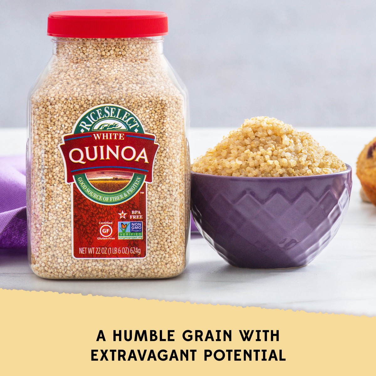 slide 3 of 9, RiceSelect White Quinoa, 22 oz