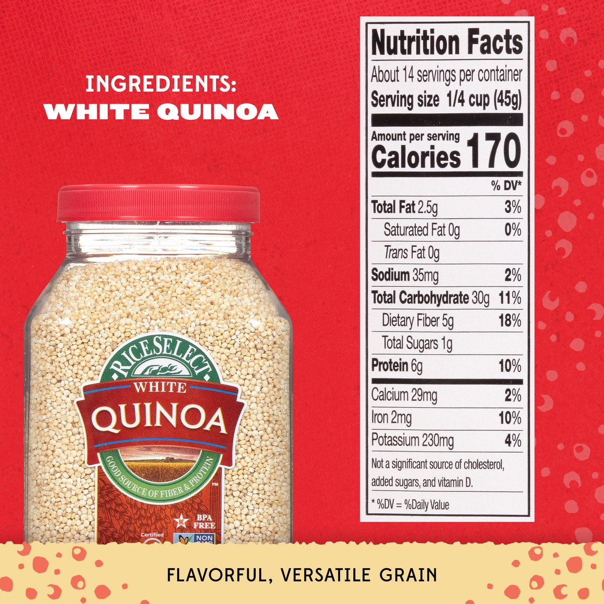 slide 5 of 9, RiceSelect White Quinoa, 22 oz