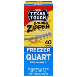 H-E-B Tough & Easy Double Zipper Quart Freezer Bags