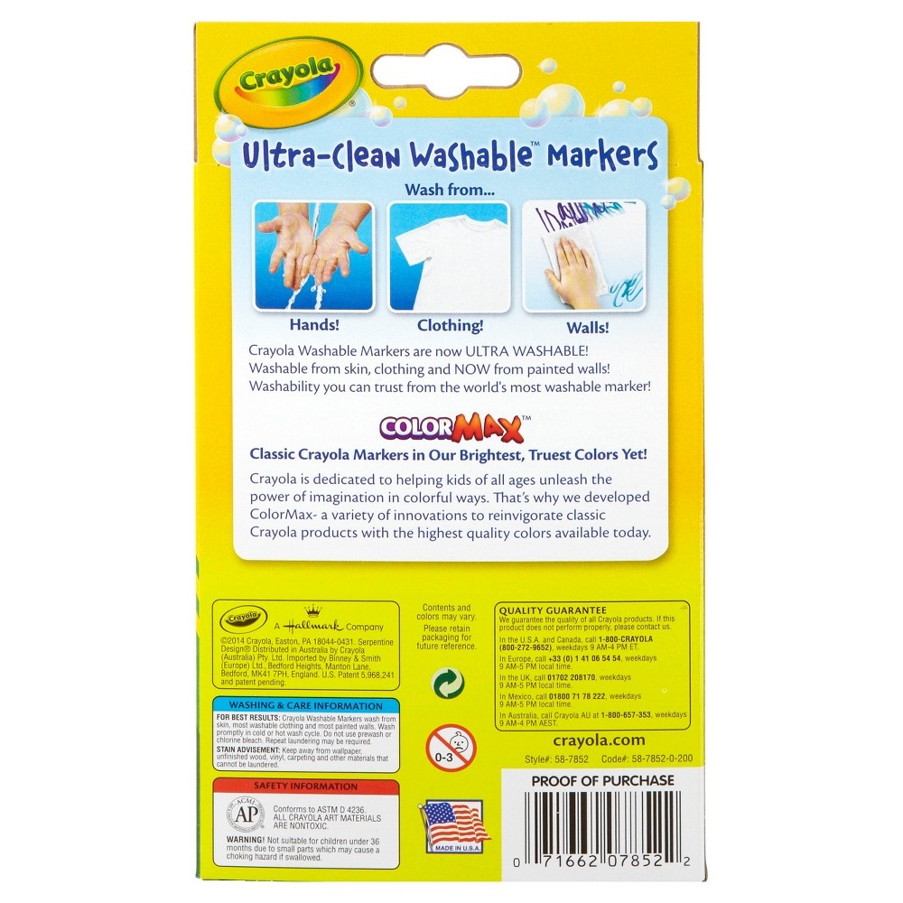 slide 3 of 6, Crayola Ultra-Clean Markers Fine Line Washable Classic Colors, 10 ct