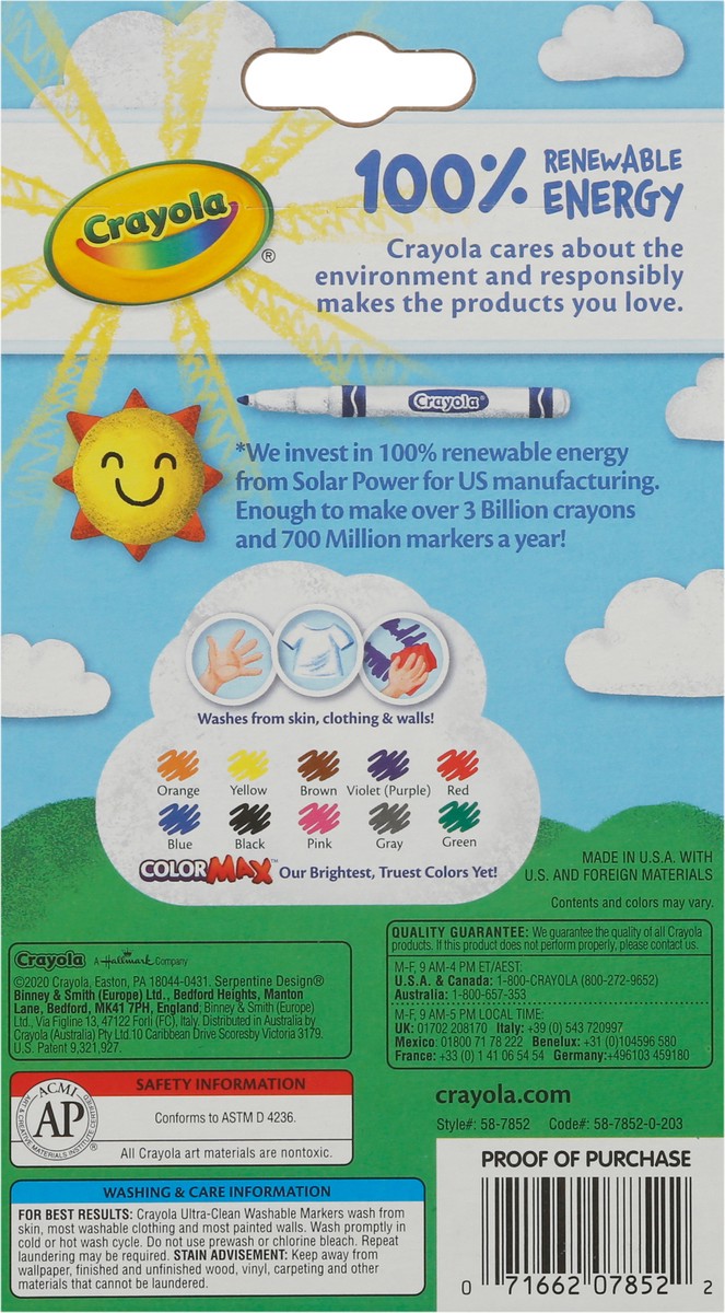 slide 4 of 9, Crayola Ultra-Clean Markers Fine Line Washable Classic Colors, 10 ct