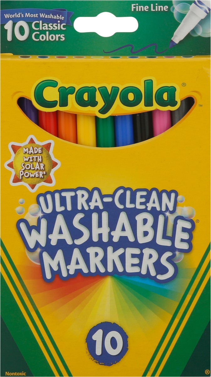 slide 3 of 9, Crayola Ultra-Clean Markers Fine Line Washable Classic Colors, 10 ct