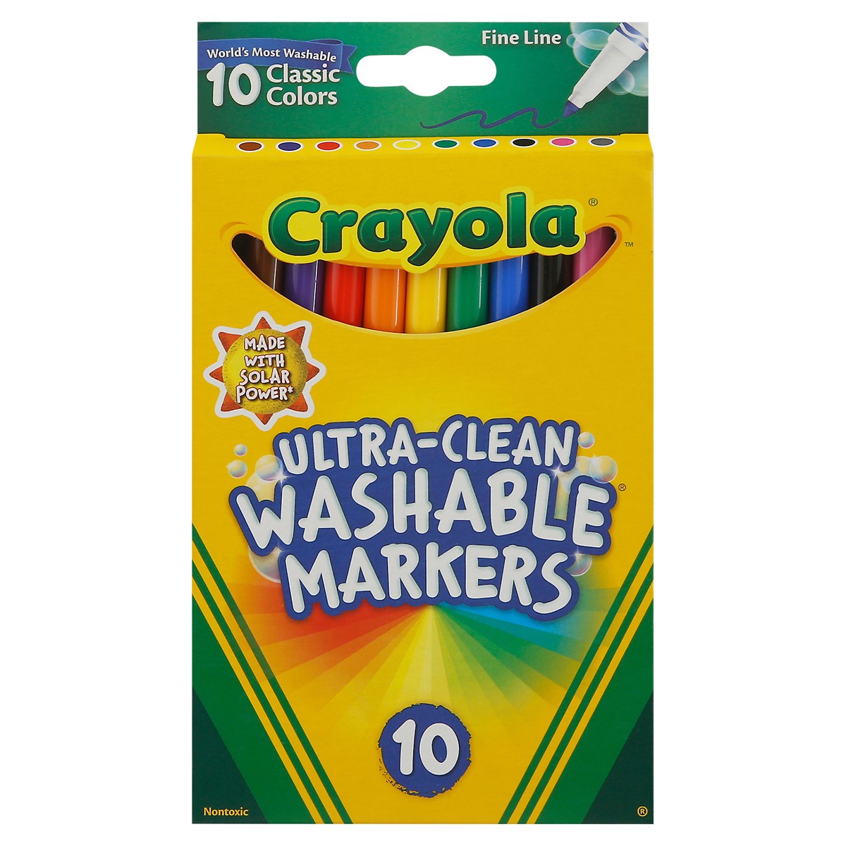 slide 1 of 9, Crayola Ultra-Clean Markers Fine Line Washable Classic Colors, 10 ct