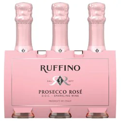 Ruffino Prosecco Rosé, Italian Sparkling Wine, 3 pk 187ml Mini Bottles
