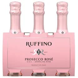 Ruffino Prosecco Rosé, Italian Sparkling Wine, 3 pk 187ml Mini Bottles