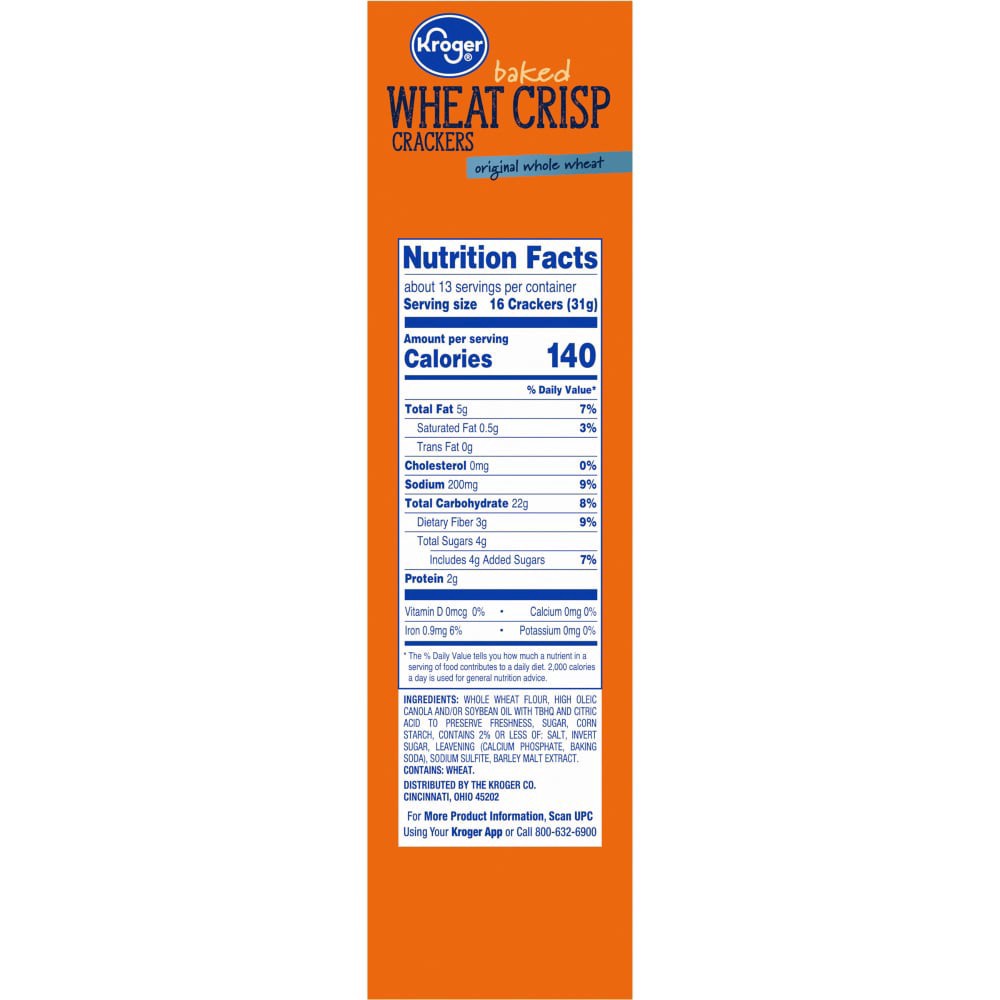 slide 3 of 3, Kroger Baked Wheat Crisp Crackers, 14 oz