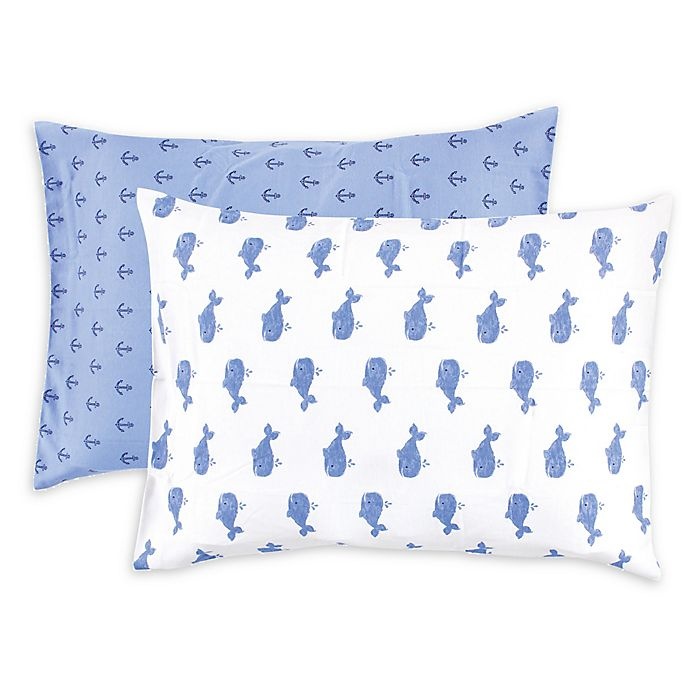 slide 1 of 1, Hudson Baby Whale Pillowcases - Blue, 2 ct