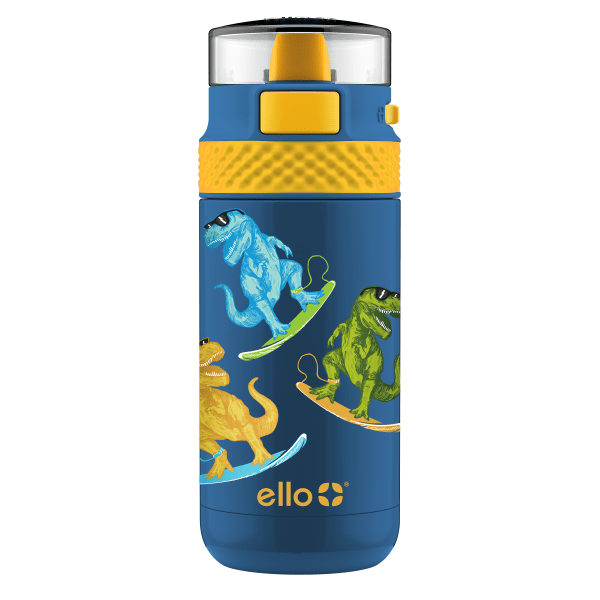 slide 1 of 1, Ello Ride Kids Insulated Stainless-Steel Water Bottle, 12 Oz, Dinosurf, 1 ct