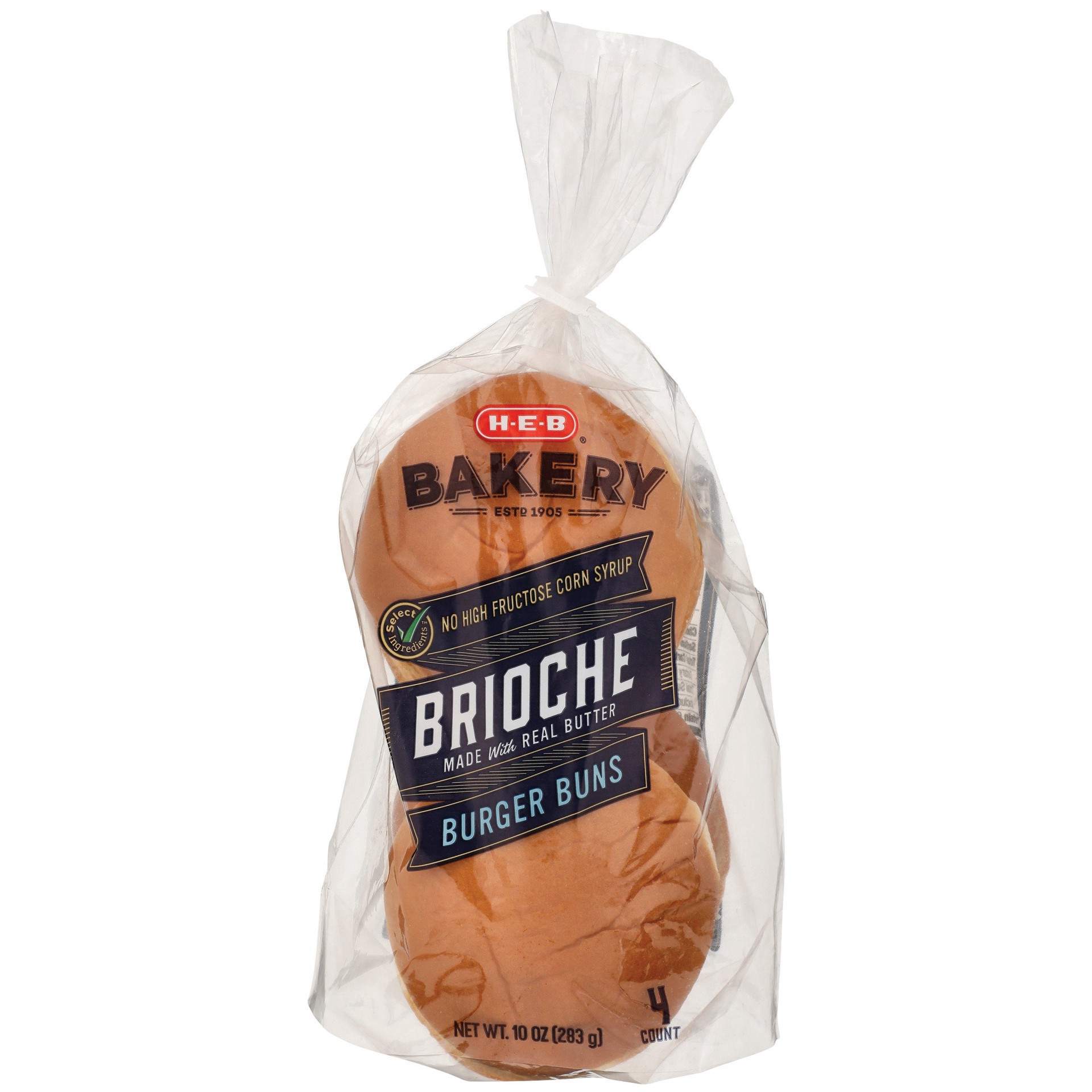 slide 1 of 1, H-E-B Bakery Brioche Hamburger Buns, 4 ct