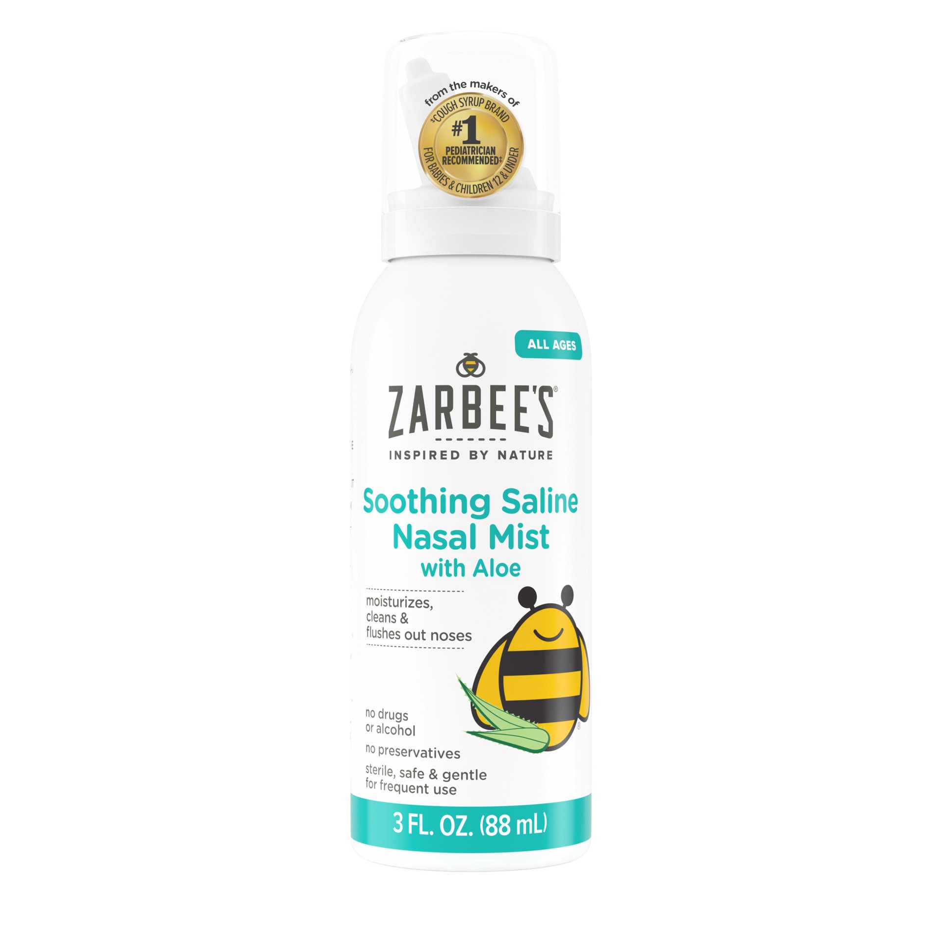 slide 1 of 5, Zarbee's Naturals Baby Nasal Saline Spray, Soothing Sterile Mist with Aloe, Newborns & Up, Cleansing Nose Relief, 3Fl Oz, 3 fl oz