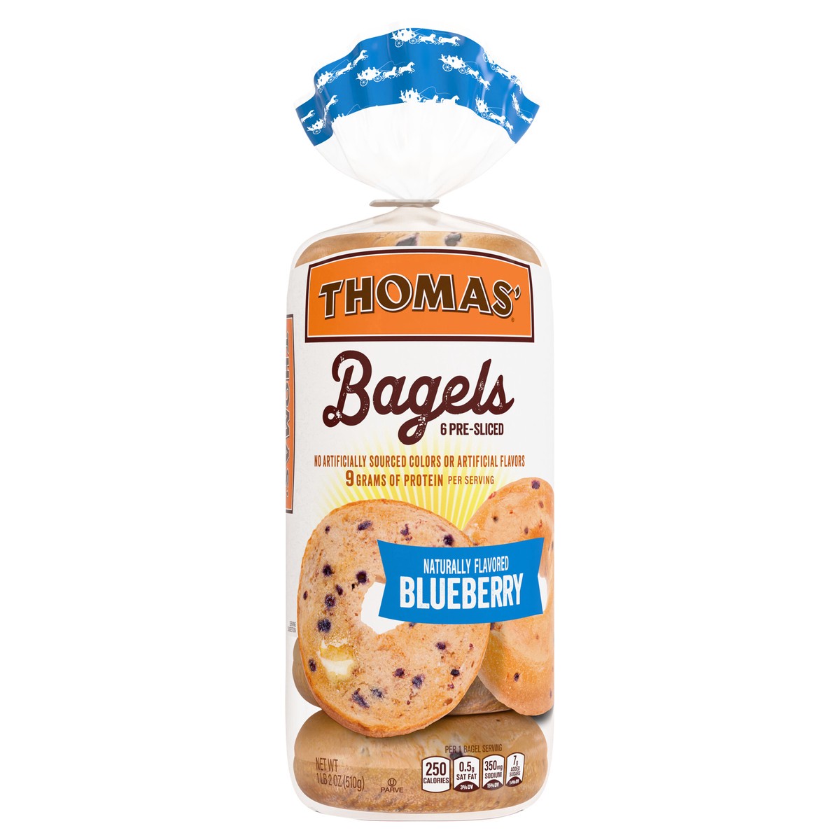 slide 1 of 14, Thomas' Blueberry Bagels, 6 count, 18 oz Bag, 6 ct