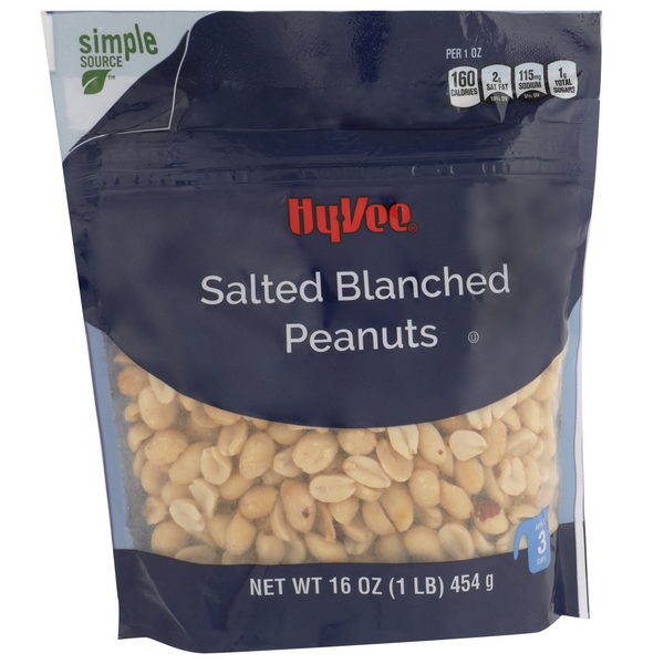 slide 1 of 1, Hy-vee Salted Blanched Peanuts, 16 oz
